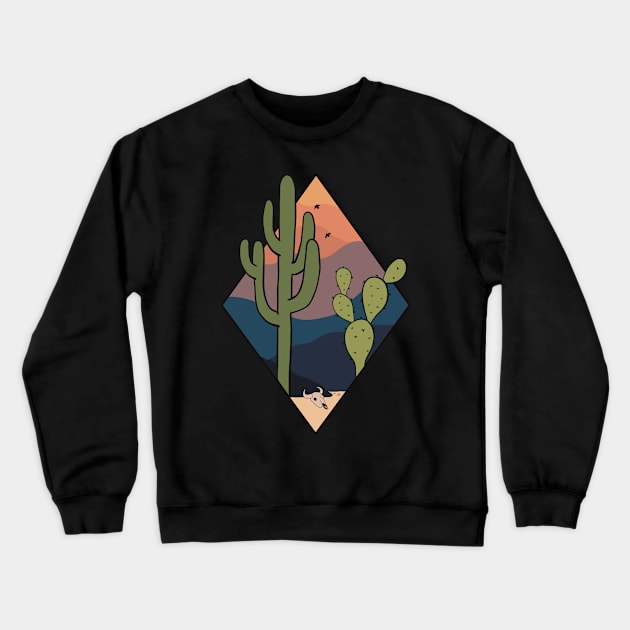 Desert Cactus Landscape Crewneck Sweatshirt by MadelaneWolf 